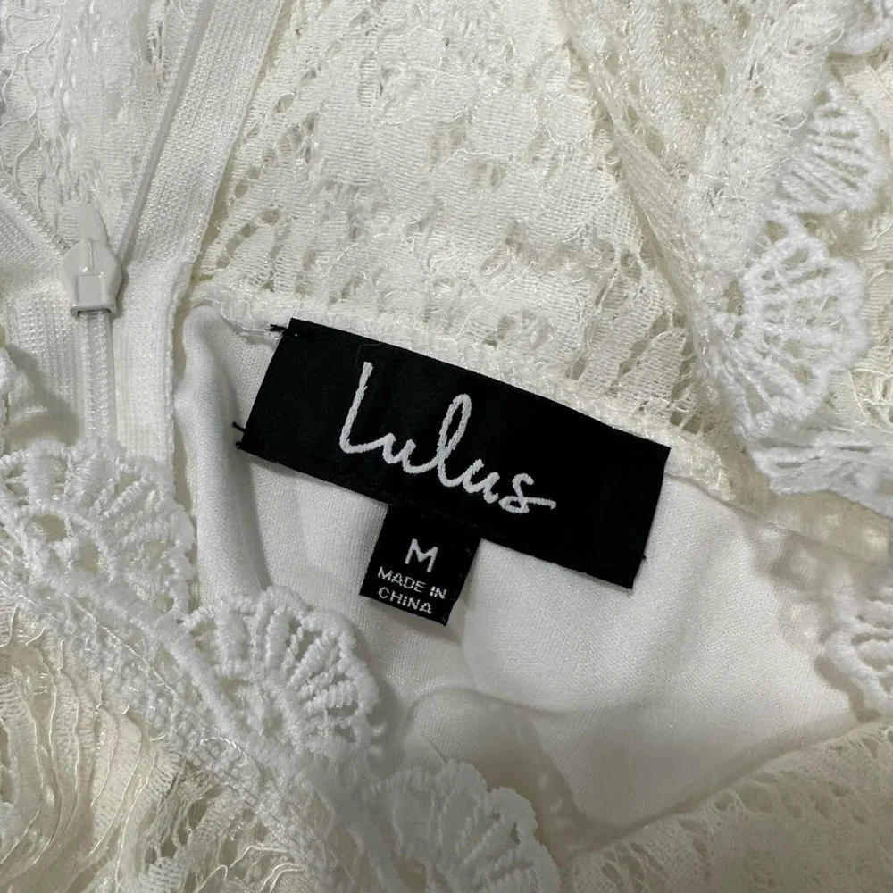 Lulu’s White Lace Short Sleeve Midi Dress - Picture 11 of 12
